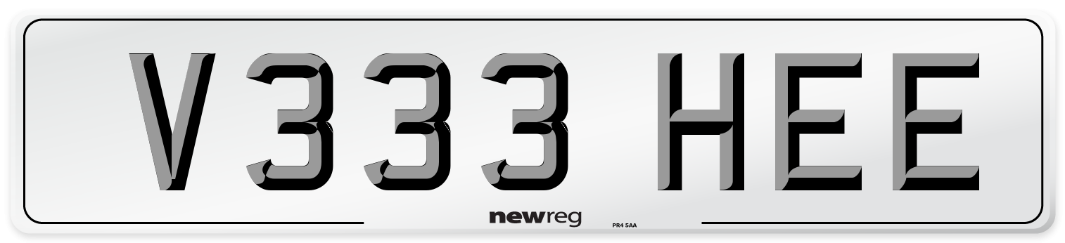 V333 HEE Number Plate from New Reg